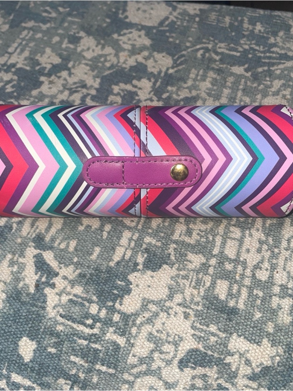 Chevron Print Roll Case in Pink, Purple & Teal